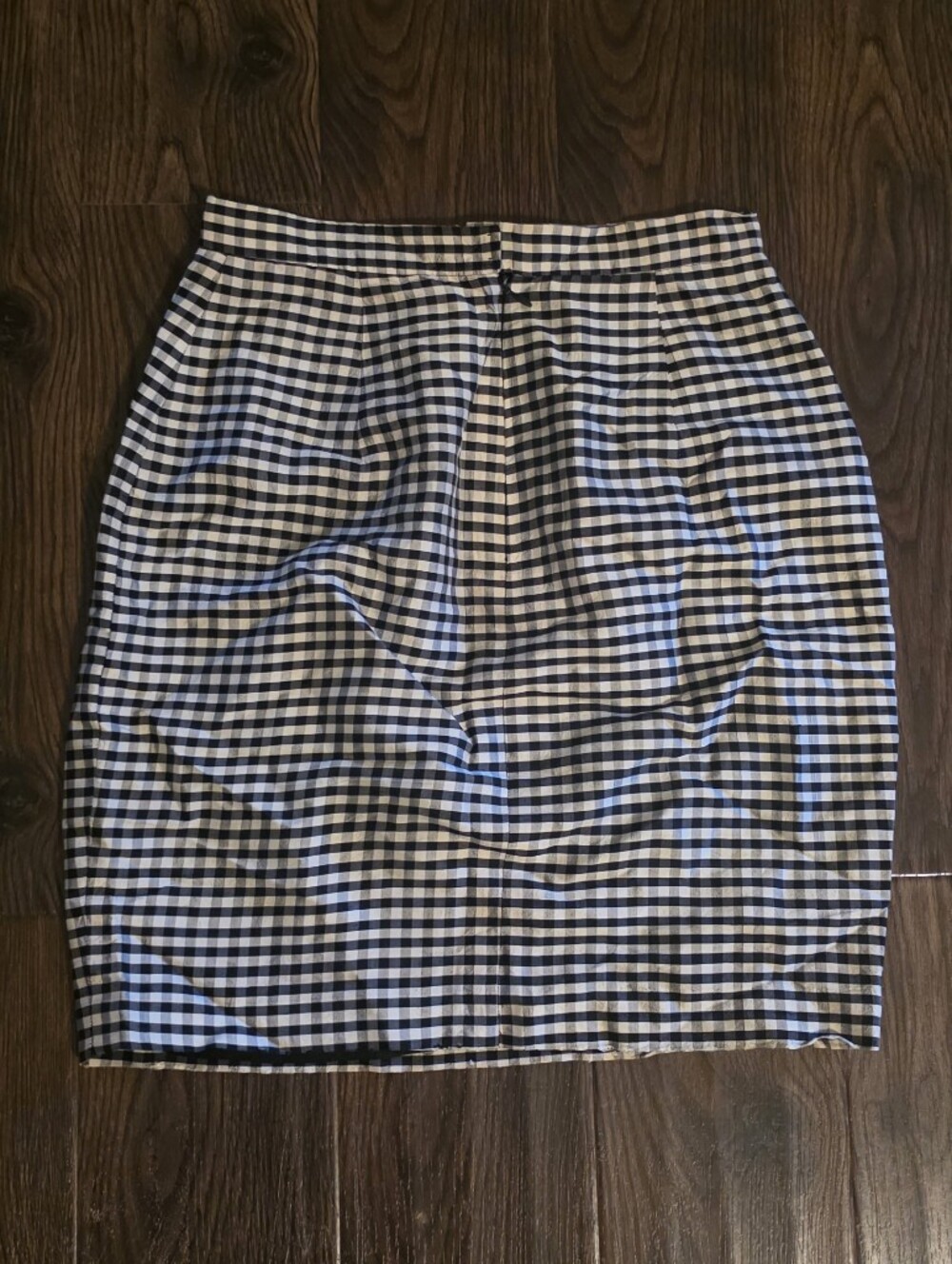 Vintage Silk Black & White Gingham Silk Women’s Skirt - Picture 8 of 9